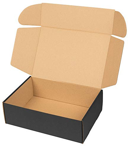 packer PRO Packung mit 25 Versandkartons für E-Commerce und Geschenke, Schwarz, Selbstmontage, Medium, 34 x 23,5 x 11 cm