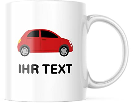Auto-Tasse mit Namen personalisiert, Kinder-Keramiktasse 330 ml | Tasse mit Auto und Wunschname – Geschenk für kleine Rennfahrer zu Einschulung und Geburtstag