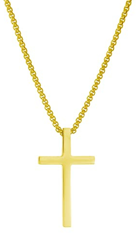 AFSTALR Collier Croix Homme Or Chaine Pendentif Croix Acier Inoxydable Bijoux Chretienne pour Homme et Femme