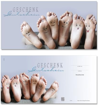 GESCHENKGUTSCHEINcom by POS-HAUER. 25 Gutscheine. Blanko zum Selberausfüllen. Für Pediküre Fußpflegepraxis Dienstleister Unternehmen.
