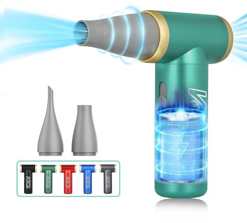 Kica JetFan 2 Elektrisches Staubgebläse – Wiederaufladbare Druckluftspray Alternative, Handheld Air Duster, Mini Staubbläser für Laptop, Tastatur, Auto, Sofa, Bürogeräte, 22500-101000 U/min – Grün