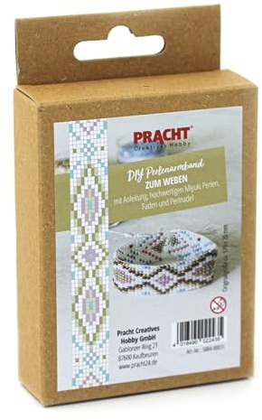 Pracht Creatives Hobby 5884-00031 - DIY Bastelset zum Gestalten eines Perlenarmbands, mit weißen und bunten Miyuki-Perlen, Gesamtgröße ca. 17 x 2 cm