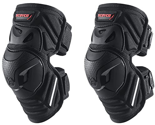 Scoyco Knieprotektoren Motorrad, CE-Schutzstufe 1 Mehrzweckfunktion Knieschoner für Motocross Inline-Skate MTB Skateboard E-Bike TPU Schale Schutzausrüstung