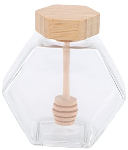 SHERCHPRY Tarro De Miel Transparente De Vidrio Con Tapa Ecológica y Cucharón Para Uso Doméstico Cocina