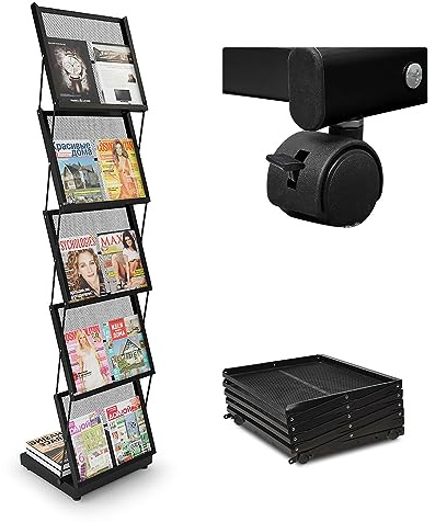 Kroey brochure display stand&Foldable Magazine Rack with 5 Pockets for Exhibition and Trade Show (17.7'X14.5'X63')