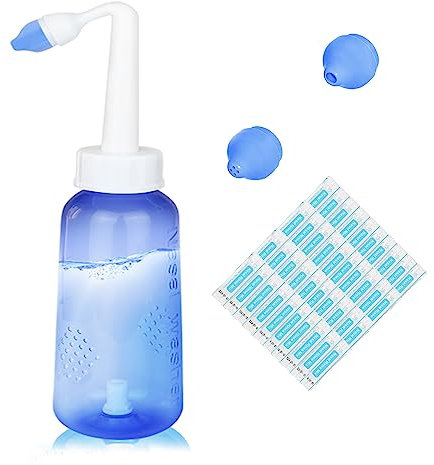 Neti Pot Sinus Rinse Kit,Ankrista 300ml Neti Pot Sinus Rinse Kit con 40 pacchetti di sale nasale, kit di risciacquo nasale per bambini e adulti