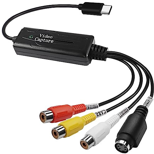 XMSJSIY Convertitore RCA AV a USB C - Adattatore Scheda di Acquisizione Video 1 Canale AV NTSC PAL S/Composito a USB - Convertitore Audio RCA per Cellulare/PC