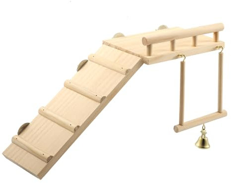 Vogel Papagei Schaukel, Vibury Sitzstangen für Hamster, Vögel, Käfig, Spielzeug für Papageien, Holzplattform mit Kletterleiter, Schaukel, Kauspielzeug-Sets für Tiere, Chinchilla, Wellensittich