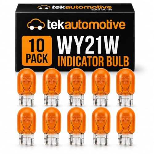 Tek Automotive 585 WY21W Indicator Bulb 12V 21W Amber -10 Pack | E-Marked Road Legal, 382WA, W3x16D