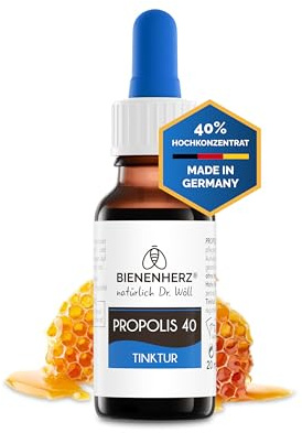 Bienenherz® Propolis Tinktur 40% – 20ml – hochkonzentrierte, schadstoffgeprüfte Tropfen – für Haut, Mundraum & mehr – von Imker & Apotheker Dr. Wöll – Made in Germany – mit Pipette