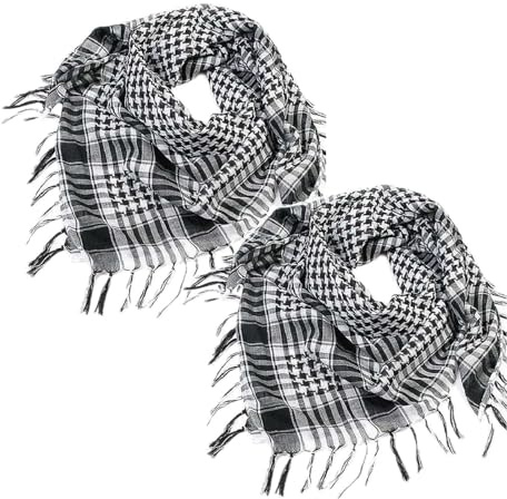 Palästinenser Tuch 2 Stück Palituch Palästinenser Arafat Tuch Klassisches Halstuch mit Fransen Shemagh Mode-Accessoire für Junge Männer und Frauen jeden Alters (Schwarz+Schwarz)