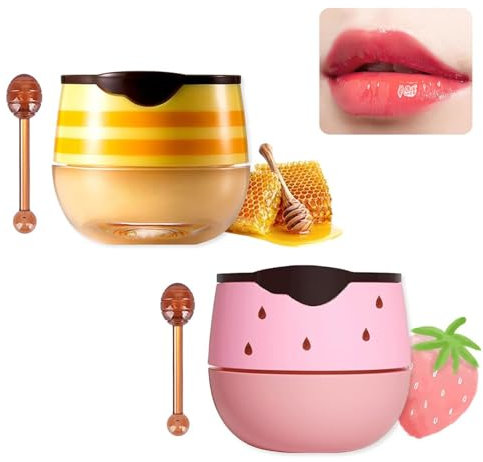Niksultant Strawberry Lip Mask & Honey Lip Balm Set - Moisturizing, Repair, Lighten Dark Lips
