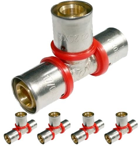 Suinga Pack 5 Te para Tubo multicapa 16 mm para uso con máquina prensadora, gris