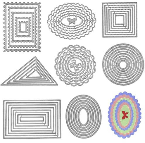 SENHAI 8 fustelle per realizzare biglietti a forma di fiore, forme assortite, poligonali, strumenti per goffratura per album e scrapbooking
