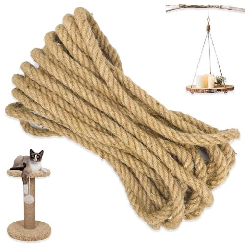 Juteseil, Lang Hanfseil, Dicke Jute Schnur, Jute Bastelschnur, Handlaufseil, für DIY, Haus Dekoration, Handwerk und Bündel (10mm-10M)