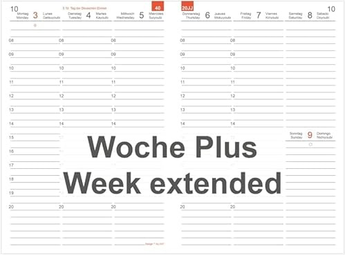 X17- A5 Wochenkalender-Wochenplaner Nachfüllpack | „Classic Plus“ 2027, 2 Hefte à 6 Monate, inkl. Memokarte. Nur passend für das X17-System. Made in Germany