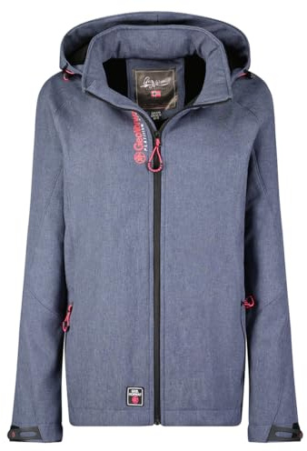 Geographical Norway Tereze dam softshell jacka med huva för dam vattentät utomhus - vindtät jacka - utomhusaktiviteter vandring skidåkning höst vinter vår (blå 2XL), Färg: blå, XXL