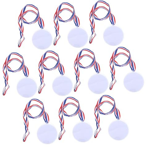 KOMBIUDA 10 Stück Diy Medaillen Blanko Mit Bunter Stoffband Für Kinder Sportveranstaltungen Firmenfeiern Auszeichnungen Und Wettbewerbe