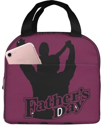 ZXERTG Happy Dad - Lonchera con estampado del Día del Padre para adultos, bolsa de almuerzo aislada, versátil, transpirable, de tela Oxford de alta densidad
