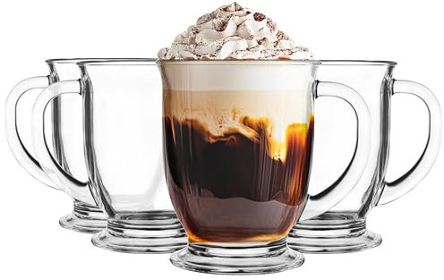 Glasmark KROSNO 1992 Kubas Bicchieri da caffè Set di 4 Bicchieri da caffè freddo per cappuccino Tazze lavabili in lavastoviglie 4x400 ml