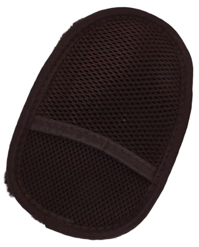 SWOOMEY Shoe Polishing Gloves with Lamb Wool Surface Small Black Pu Shoes Care Cleaning Mitt and Dust Removal Polish Applicator Pad for Footwear Maintenance