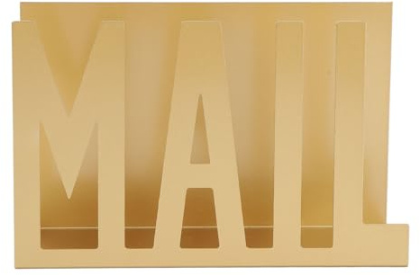 NOENNULL Desktop-Posthalter, Schwarzer Metall-Briefsortierer, Tisch-Postausschnitt-Organizer, Postbrief-Dokumentenständer für Rechnungen, Briefe, Papiere, Umschläge, Do (Gold)