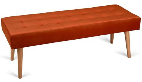 MG Design Polsterbank 45 × 120 cm in Orange – stabiles Holzgestell, weich gepolstert, samtig-weiche Oberfläche mit dezentem Schimmer, pflegeleicht – für Wohnzimmer, Schlafzimmer & Flur