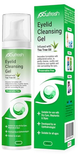 Ocufresh Eyelid Cleansing Gel with Tea Tree Oil – Hydraplus Technology for Long-Lasting Moisture - Antibacterial, Hydrating – Natural, Preservative Free, for All Ages- 50ml