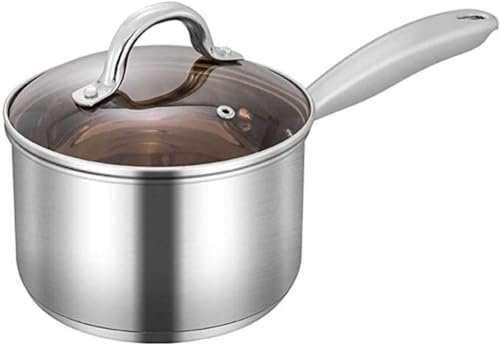 CHFYIJYHM Milk Soup Pot, Stainless Steel Saucepan,Milk Pans, Saucepan with Lid, Cooking Pot-Pot Outer Diameter:16cm(Pot Outer Diameter:16cm)