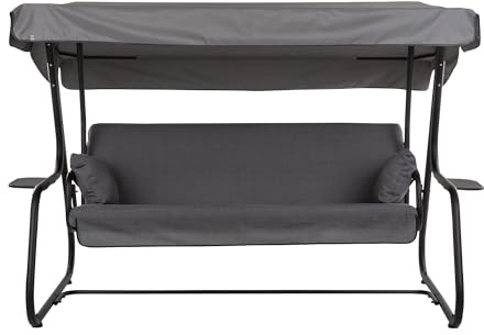 PATIO Hollywoodschaukel 3 Sitzer mit Liegefunktion Vita Black Edition mit Auflagen Sonnendach Seitentische