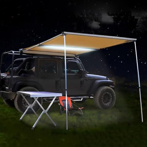QSNYJPL Toldo Furgoneta con Luz, Toldo Camping Lateral Extraíble, Resistente A La Intemperie PU2000mm y UPF50+ para SUV, Camión y Furgoneta(2x2.5 m/6.6x8.2 ft)