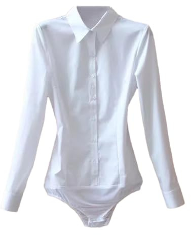 Body de manga larga para mujer, con solapa, para trabajo, con botones sólidos, blusas, 2, 4XL