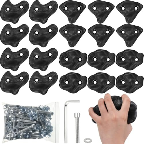Soulchen Klettergriffe für Kletterer, 3 Formen, extra groß, Wandgriffe mit Schraubenschlüssel, Schraube für Innen- und Außenbereich, Spielplatz, Hinterhof, Park, Spielset, Schulanfang, Geschenk, 20