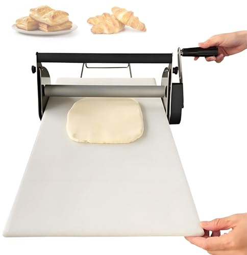 Manuelle Teigrollmaschine Profi Edition,Handbetriebene Nudelmaschine,Rs201 Mit 55-Stufiger Dickeneinstellung (0-27mm),Für Blätterteig,Pizza & Pasta,Inkl Anti-Haft Pp-Platte (Rs101/Rs201 Modelle),RS201