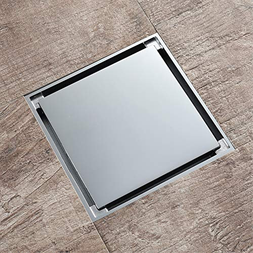 Scarico a Pavimento Quadrato 12x12 cm in Ottone cromata Moderno Bagno Bagno per peli Doccia Cucina scarichi Cucina