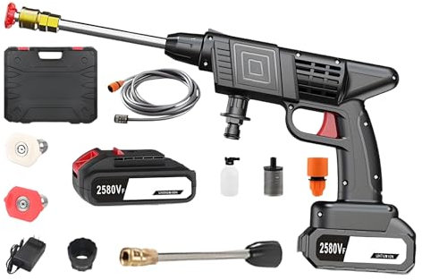 Hidrolimpiadora de Alta Presión, Hidrolimpiadora sin Cable, 100 /600W Hidrolimpiadora portátil con batería de 3.0Ah, Boquilla 3 en 1,Manguera 5M,para Limpiar Coche,Terraza,Jardín