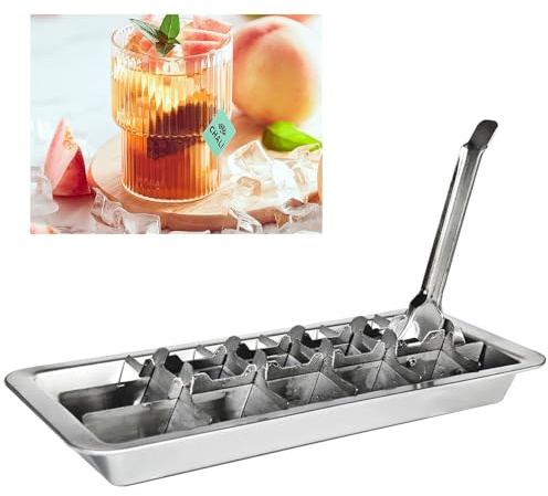 Eiswürfelform Edelstahl, EiswürfelbehäLter 18 Schlitzen Mit Hebeleinsatz Für Müheloses Entnehmen, Lebensmittelechte Eiswürfelform Groß Für Getränke Whisky Gin Rum (A)