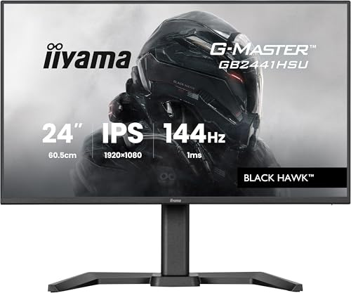 iiyama Ecran G-Master Black Hawk GB2441HSU-B1, IPS, 1920x1080@144Hz, 1ms, 350cd, 1500:1, Haut-parleurs, HDMI/DP/USB HUB, Black Tuner, réglable en hauteu, i-Style Colour