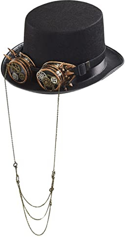 ZYMIADOU Steampunk Cappelli A Top Per Gli Uomini Con Occhiali Da Viaggiatore Del Tempo Cappello Accessori Per Halloween Steampunk Viaggiatore Del Tempo