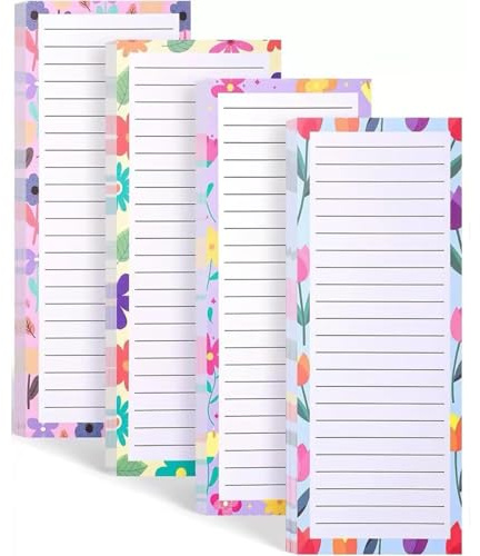 4 Stück Magnetische Notizblöcke 50 Blätter/Stück Einkaufsliste Magnetisch Kühlschrank To Do Listen Block Einkaufszettel BlocK für Kühlschrank To-Do-Liste Einkaufszettel Erinnerungshilfe 8,9 x 20 cm