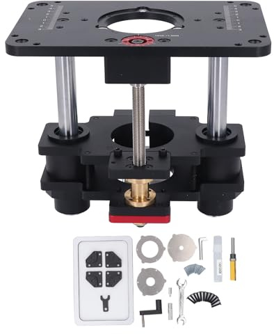 SEAFRONT Fresadora de Mesa Elevadora Invertida, de Elevación de Fresadora con Varilla de Acero Inoxidable para Recortadora de Bordes de 69 Mm de Diámetro, Mesa de Trabajo de 25 a 50 Mm