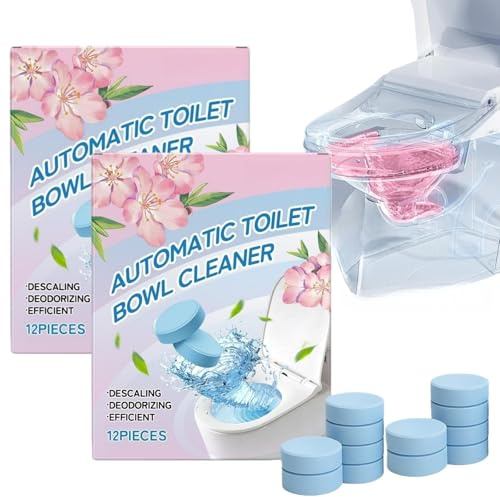Powerful Toilet Bowl Cleaner Tablets, 24PCS Heavy Duty Foaming Toilet Cleaner & Descaler,Stain Remover Cleans,Toilet Bleach Liquid,Foam Cleaner for Toilet Bowl,Descaler & Stain Remover Cleans