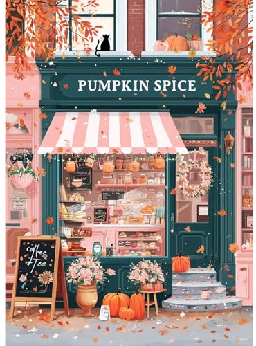 MAXBYE Halloween Diamond Art Kits for Adults, Pumpkin Shop 5D Diamond Painting Beginners, Autumn Scenery DIY Full Drill Diamond Painting Gem Art Crystal Craft Gifts for Home Wall Decor 30x40cm