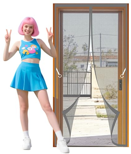 Zanzariera Magnetica Finestra 127 x 260 cm Varie Taglie Calamite Tenda Anti Zanzare Insetti Proteggere La Famiglia per Porte Finestre Balcone Soggiorno, Grigio