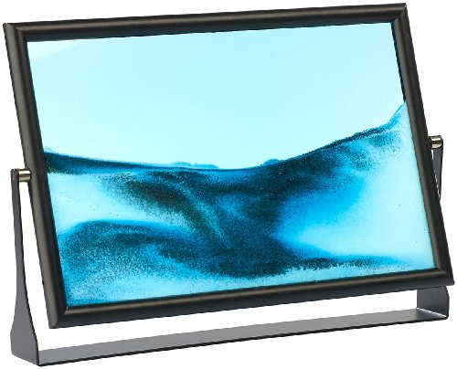 infactory Sandbild zum drehen: Sandbild Blue Ocean 30,5 x 20cm (Hochwertiges, Sandbilderrahmen, Spiele)
