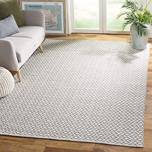 SAFAVIEH Montauk Collection Area Rug - 6' x 9', Ivory & Grey, Handmade Cotton, Ideal for High Traffic Areas in Living Room, Bedroom (MTK716A)