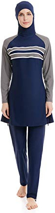 nadamuSum Muslimischen Damen Badeanzug Muslim Islamischen Full Cover Bescheidene Badebekleidung Modest Muslim Swimwear Beachwear Burkini (Asien XL ~~ EU-Größe 40-42, Hijab Connected-7)
