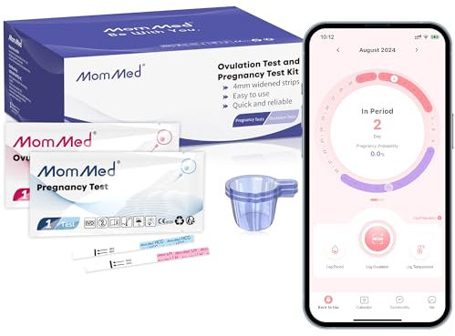 MOMMED 80 Ovulationstest und 25 Schwangerschaftstest(HCG25-LH80), HCG teststreifen, LH teststreifen mit 105 Urinbechern, Ovulation Tests, Hochgenauer Fruchtbarkeitstest für Frauen