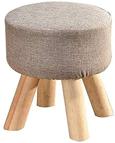 ASBEQUZBE Gepolsterter Fußhocker, Schuhwechselbank, einfache Beine aus massivem Holz, gepolsterter Sitzstuhl, runder Holzhocker, Fußhocker für zu Hause, Fußhocker mit Stauraum (grau) Stabilize