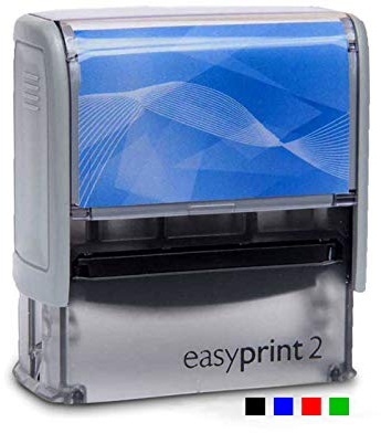 Personalisierter Stempel easyprint 2 – Selbstfärbend mit Individuellem Wunschtext zum Bestellen – 5 Zeilen, 47x18 mm – Abdruck Grün